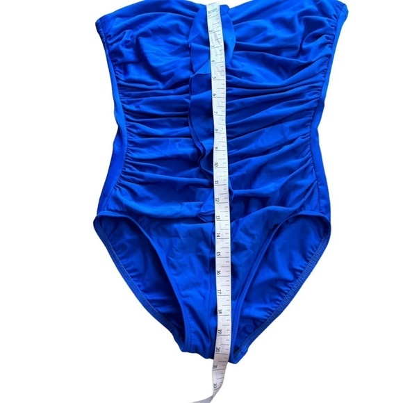 Miraclesuit Blue Camilla Shapewear One Piece Swimsuit Ruched Ruffle Front Size 8 - Picture 2 of 16